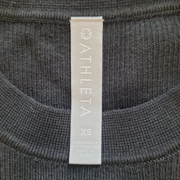 Athleta Table Rock Sweater Black Silver New NWT XS Merino Wool Thermolite Ribbed - Picture 7 of 9